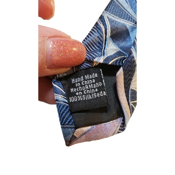 CONCEPTS by Claiborne Men's Silk Necktie Blue Multi Geometric 100% Silk Abstract - Picture 8 of 12